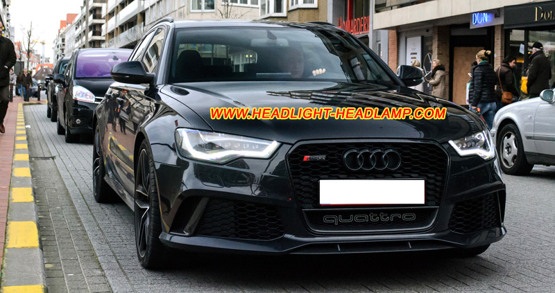 Audi A6 C7 RS6 Full LED Headlight Lens Cover Yellowish Scratched Lenses Crack Cracked Broken Fading Faded Fogging Foggy Haze Aging Replace Repair