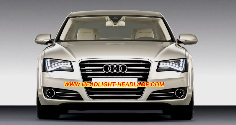 Audi A8 D4 Full LED Headlight Lens Cover Yellowish Scratched Lenses Crack Cracked Broken Fading Faded Fogging Foggy Haze Aging Replace