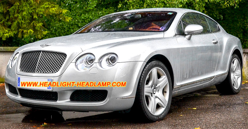 Bentley Continental GT Fastback Coupé Headlight Lens Cover Yellowish Scratched Lenses Crack Cracked Broken Fading Faded Fogging Foggy Haze Aging Replace Repair