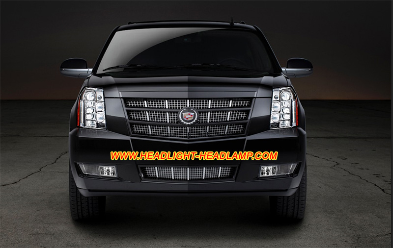 Cadillac Escalade GMT900 LED Headlight Lens Cover Yellowish Scratched Lenses Crack Cracked Broken Fading Faded Fogging Foggy Haze Aging Replace Repair