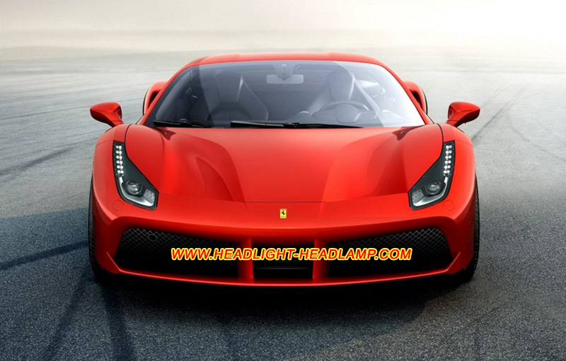 Ferrari 488 Spider Pista Xenon Headlight Lens Cover Yellowish Scratched Lenses Crack Cracked Broken Fading Faded Fogging Foggy Haze Aging Replace Repair