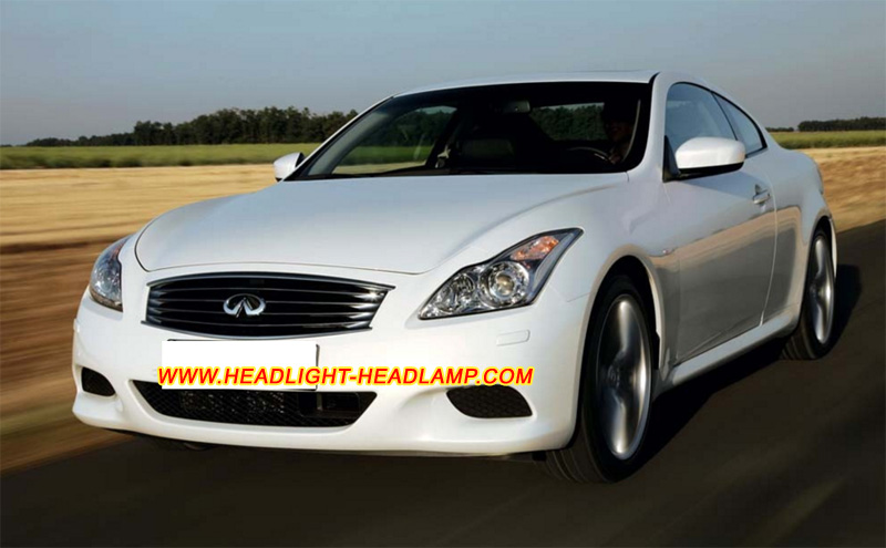 Infiniti G37 G25 G35 V36 Skyline Coupe Headlight Lens Cover Yellowish Scratched Lenses Crack Cracked Broken Fading Faded Fogging Foggy Haze Aging Replace Repair