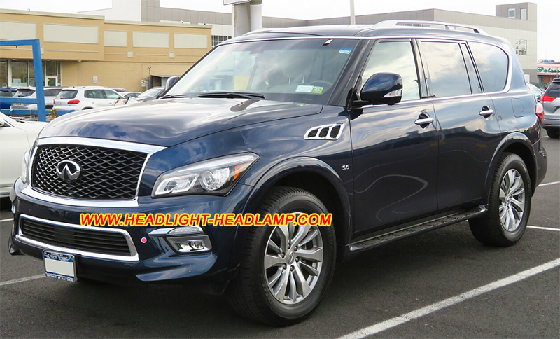 2014-2017 Infiniti QX80 Z62 Mk2 Facelift Headlight Lens Cover Yellowish Scratched Lenses Crack Cracked Broken Fading Faded Fogging Foggy Haze Aging Replace Repair 