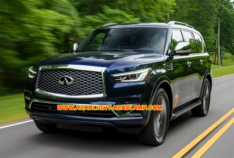 Infiniti QX80 Z62 Mk2 Second Facelift LED Headlight Lens Cover Yellowish Scratched Lenses Crack Cracked Broken Fading Faded Fogging Foggy Haze Aging Replace Repair 