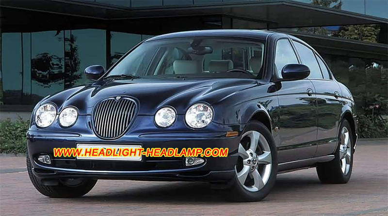 1999-2007 Jaguar S-Type Halogen Headlight Housing Headlight Lens Cover Yellowish Scratched Lenses Crack Cracked Broken Fading Faded Fogging Foggy Haze Aging Replace Repair
