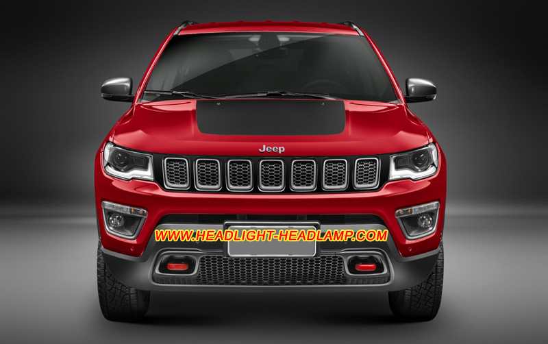 2017-2019 Jeep Compass Halogen Xenon Full LED Headlight Lens Cover Yellowish Scratched Lenses Crack Cracked Broken Fading Faded Fogging Foggy Haze Aging Replace Repair