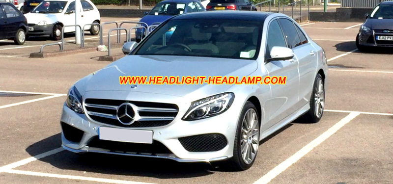 Mercedes-Benz C-Class W205 AMG Full LED Headlight Lens Cover Yellowish Scratched Lenses Crack Cracked Broken Fading Faded Fogging Foggy Haze Aging Replace Repair