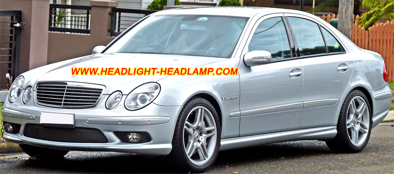 Mercedes-Benz E-Class W211 E200 E230 E220 E240 E270 E280 E300 E320 E350 E420 E500 E550 E55 E63 AMG Headlight Lens Cover Yellowish Scratched Lenses Crack Cracked Broken Fading Faded Fogging Foggy Haze Aging Replace Repair