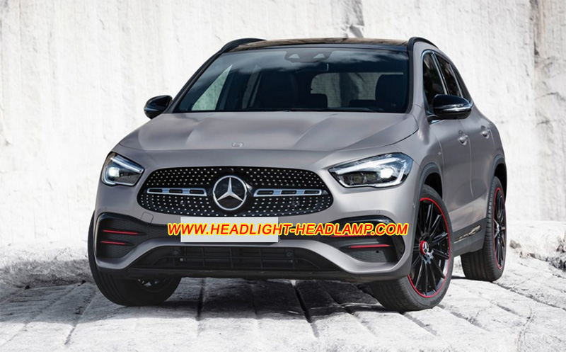 Mercedes-Benz GLA LED Headlight Lens Cover Yellowish Scratched Lenses Crack Cracked Broken Fading Faded Fogging Foggy Haze Aging Replace Repair