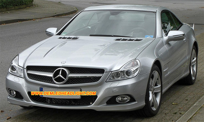 2008-2012 Mercedes-Benz SL-Class R230 Facelift SSL300 SL350 SL500 SL550 SL600 SL63 SL55 AMG Xenon Headlight Lens Cover Yellowish Scratched Lenses Crack Cracked Broken Fading Faded Fogging Foggy Haze Aging Replace Repair
