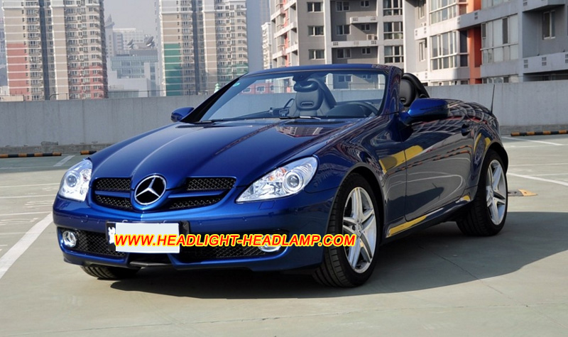 Mercedes-Benz SLK-Class R171 W171 Xenon  Headlight Lens Cover Yellowish Scratched Lenses Crack Cracked Broken Fading Faded Fogging Foggy Haze Aging Replace Repair