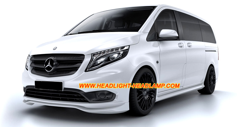 2014-2018 Mercedes-Benz W447 V-Class Vito Viano Valente Metris Full LED Headlight Lens Cover Yellowish Scratched Lenses Crack Cracked Broken Fading Faded Fogging Foggy Haze Aging Replace Repair