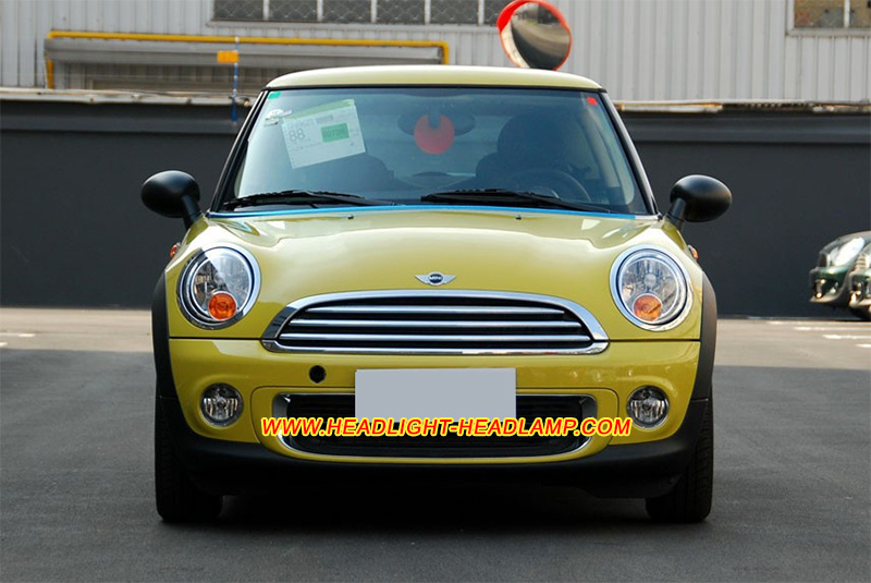 Mini One Cooper R56 R57 Halogen Headlight Lens Cover Yellowish Scratched Lenses Crack Cracked Broken Fading Faded Fogging Foggy Haze Aging Replace Repair
