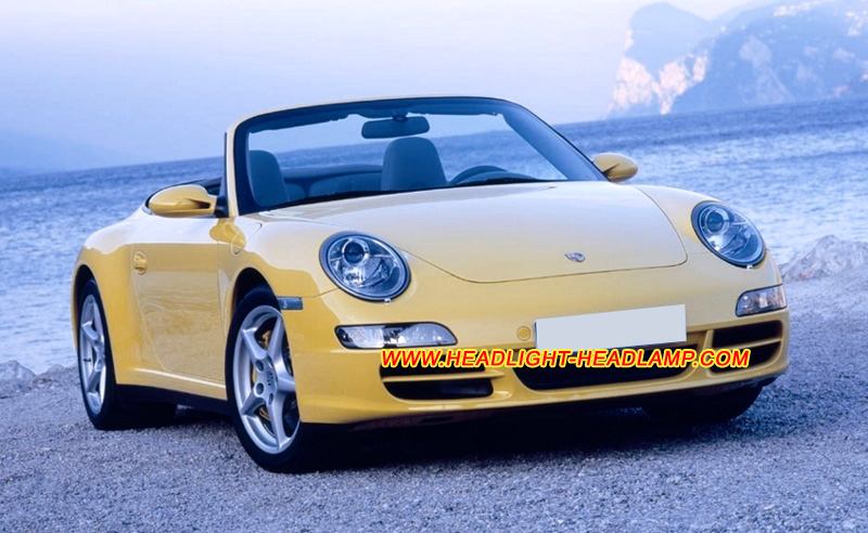 Porsche 911 997 Carrera Cabriolet Headlight Lens Cover Yellowish Scratched Lenses Crack Cracked Broken Fading Faded Fogging Foggy Haze Aging Replace Repair