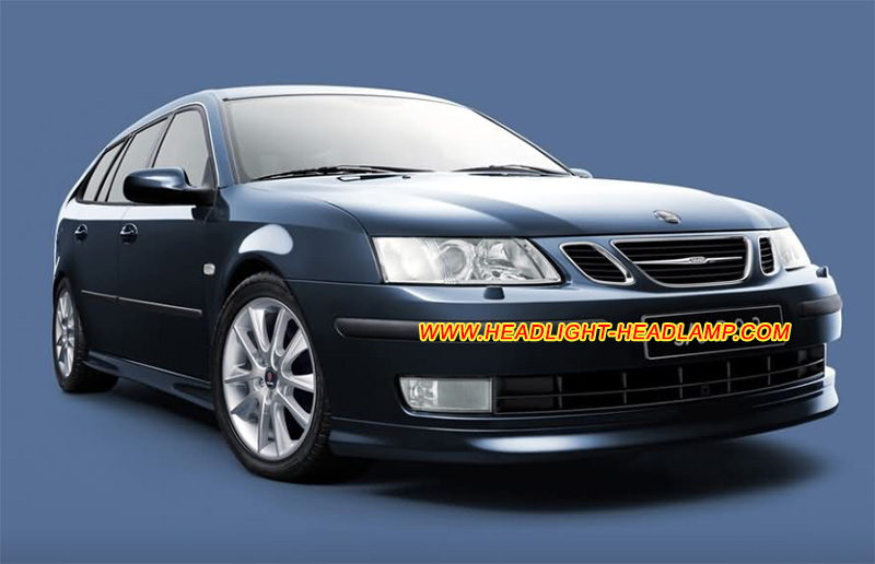 Saab 9-3 Halogen Xenon Headlight Lens Cover Yellowish Scratched Lenses Crack Cracked Broken Fading Faded Fogging Foggy Haze Aging Replace Repair