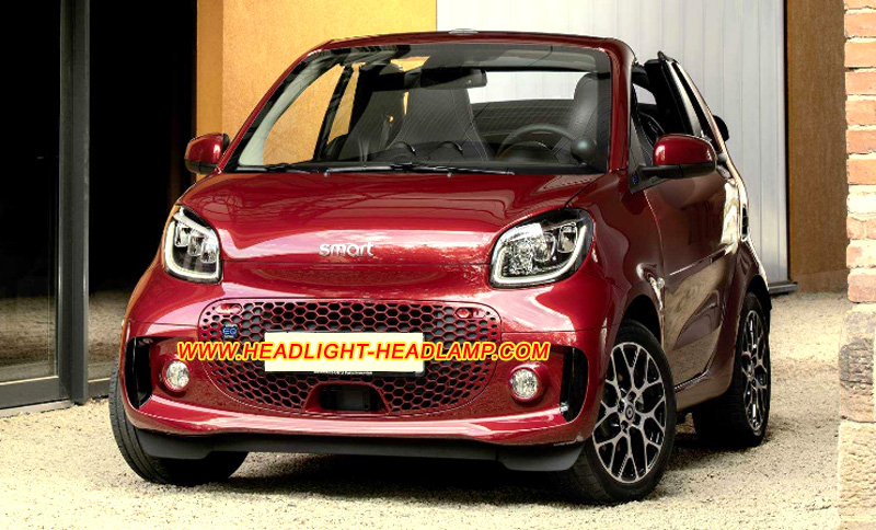 Smart Fortwo Cabriolet A453 Cabrio LED Headlight Lens Cover Yellowish Scratched Lenses Crack Cracked Broken Fading Faded Fogging Foggy Haze Aging Replace Repair